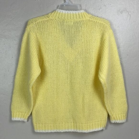 Vtg Rouge by Helium Womens Chunky Yellow V-neck Sweater MEDIUM cozy cottage fall - Picture 2 of 11